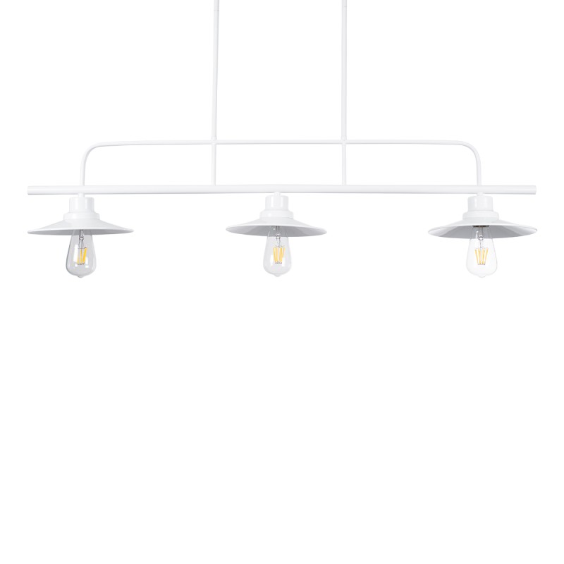 GloboStar® REGAL 01010 Vintage Φωτιστικό Οροφής Ράγα Τρίφωτο 3 x E27 IP20 Λευκό Μέταλλο - Μ110 x Π26 x Υ75cm