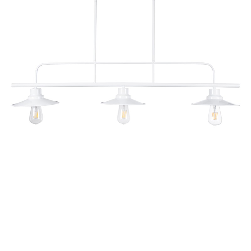 GloboStar® REGAL 01010 Vintage Φωτιστικό Οροφής Ράγα Τρίφωτο 3 x E27 IP20 Λευκό Μέταλλο - Μ110 x Π26 x Υ75cm