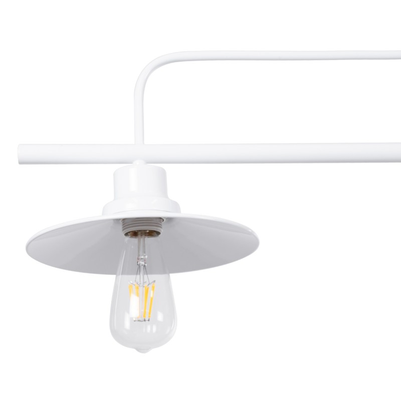 GloboStar® REGAL 01010 Vintage Φωτιστικό Οροφής Ράγα Τρίφωτο 3 x E27 IP20 Λευκό Μέταλλο - Μ110 x Π26 x Υ75cm