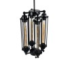 GloboStar® TUBING 01013 Vintage Κρεμαστό Φωτιστικό Πλέγμα Πολύφωτο 4 x E27 IP20 Μαύρο Μέταλλο - Μ27 x Π27 x Y47cm