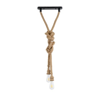 GLOBOSTAR® ROPE 01019 Boho Κρεμαστό Φωτιστικό Οροφής με Ντουί 2 x E27 AC 220-240V IP20 - Μπεζ - Μ38 x Π3.5 x Υ200cm