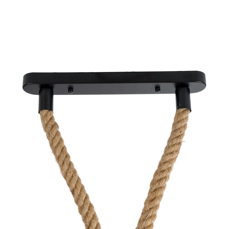 GLOBOSTAR® ROPE 01019 Boho Κρεμαστό Φωτιστικό Οροφής με Ντουί 2 x E27 AC 220-240V IP20 - Μπεζ - Μ38 x Π3.5 x Υ200cm