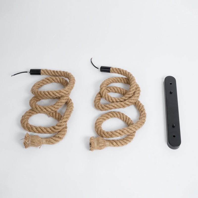 GLOBOSTAR® ROPE 01019 Boho Κρεμαστό Φωτιστικό Οροφής με Ντουί 2 x E27 AC 220-240V IP20 - Μπεζ - Μ38 x Π3.5 x Υ200cm