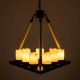 GloboStar® DOME 10001021 Vintage Κρεμαστό Φωτιστικό Ανάρτηση Πολύφωτο 9 x E27 Μαύρο Μέταλλο, Μπεζ Σχοινί με Μπεζ Όνυχα - Μ68 x Π60 x Υ50cm