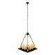 GloboStar® DOME 10001021 Vintage Κρεμαστό Φωτιστικό Ανάρτηση Πολύφωτο 9 x E27 Μαύρο Μέταλλο, Μπεζ Σχοινί με Μπεζ Όνυχα - Μ68 x Π60 x Υ50cm