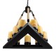 GloboStar® DOME 10001021 Vintage Κρεμαστό Φωτιστικό Ανάρτηση Πολύφωτο 9 x E27 Μαύρο Μέταλλο, Μπεζ Σχοινί με Μπεζ Όνυχα - Μ68 x Π60 x Υ50cm