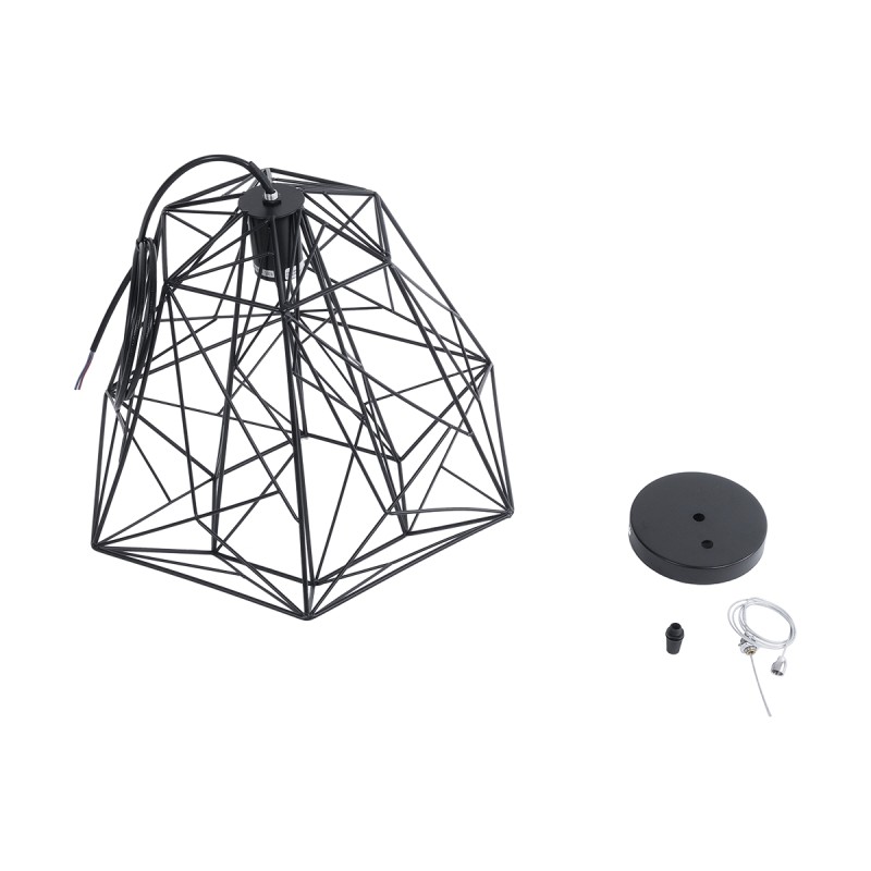 GLOBOSTAR® GRID 01022 Vintage Κρεμαστό Φωτιστικό Οροφής με Ντουί 1 x E27 AC 220-240V IP20 - Μαύρο - Μ40 x Π40 x Υ33cm