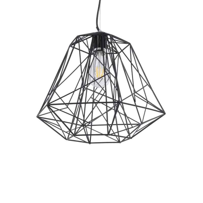 GLOBOSTAR® GRID 01022 Vintage Κρεμαστό Φωτιστικό Οροφής με Ντουί 1 x E27 AC 220-240V IP20 - Μαύρο - Μ40 x Π40 x Υ33cm