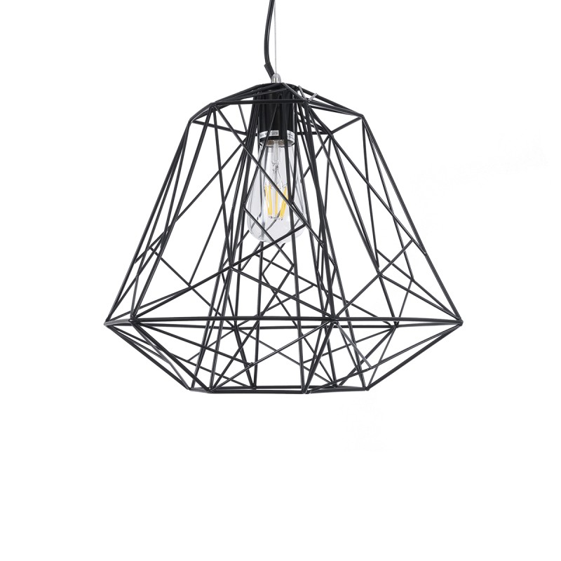 GLOBOSTAR® GRID 01022 Vintage Κρεμαστό Φωτιστικό Οροφής με Ντουί 1 x E27 AC 220-240V IP20 - Μαύρο - Μ40 x Π40 x Υ33cm