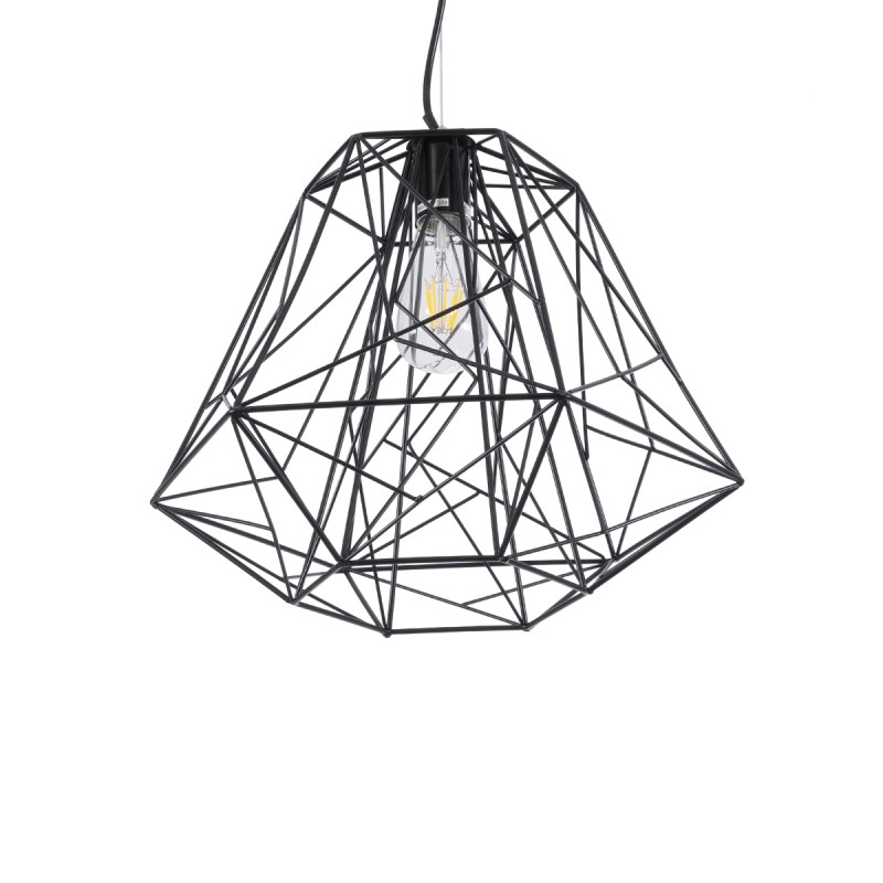 GLOBOSTAR® GRID 01022 Vintage Κρεμαστό Φωτιστικό Οροφής με Ντουί 1 x E27 AC 220-240V IP20 - Μαύρο - Μ40 x Π40 x Υ33cm