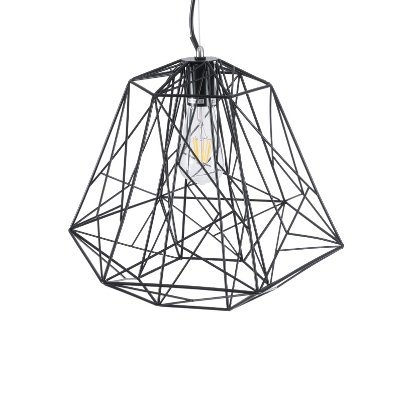 GLOBOSTAR® GRID 01022 Vintage Κρεμαστό Φωτιστικό Οροφής με Ντουί 1 x E27 AC 220-240V IP20 - Μαύρο - Μ40 x Π40 x Υ33cm