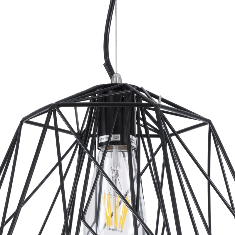 GLOBOSTAR® GRID 01022 Vintage Κρεμαστό Φωτιστικό Οροφής με Ντουί 1 x E27 AC 220-240V IP20 - Μαύρο - Μ40 x Π40 x Υ33cm