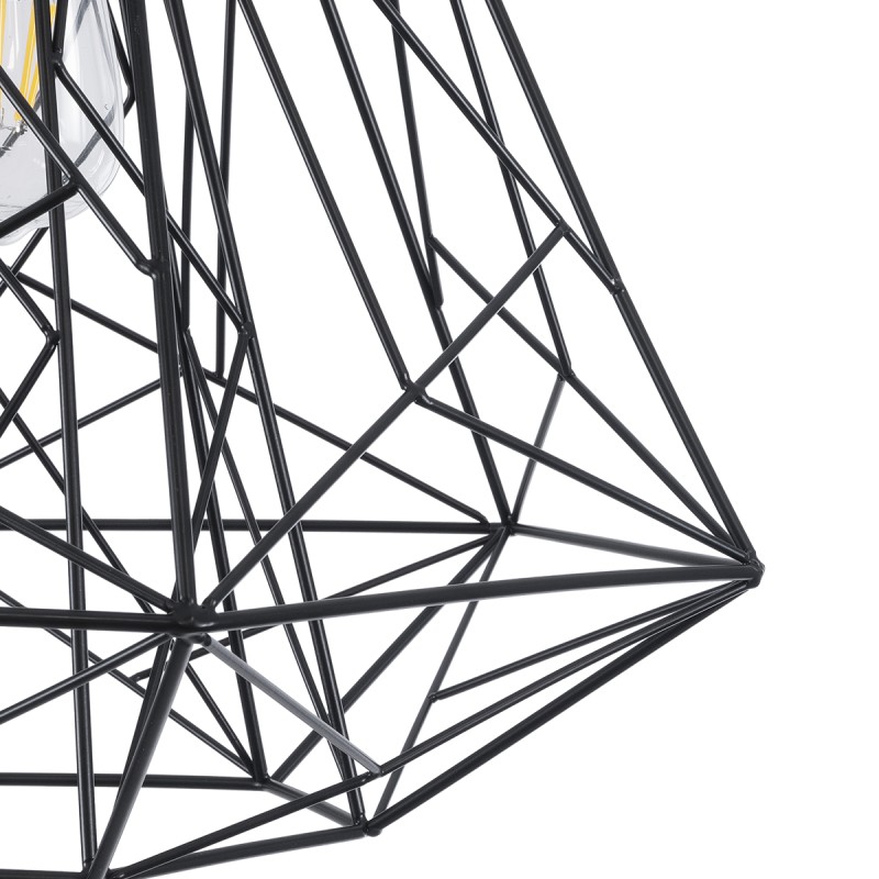 GLOBOSTAR® GRID 01022 Vintage Κρεμαστό Φωτιστικό Οροφής με Ντουί 1 x E27 AC 220-240V IP20 - Μαύρο - Μ40 x Π40 x Υ33cm