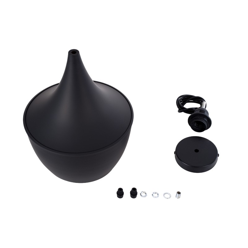 GloboStar® SHANGHAI 01025-A Μοντέρνο Κρεμαστό Φωτιστικό Καμπάνα Μονόφωτο 1 x E27 IP20 Μαύρο & Χρυσό Μέταλλο - Μ24 x Π24 x Υ30cm