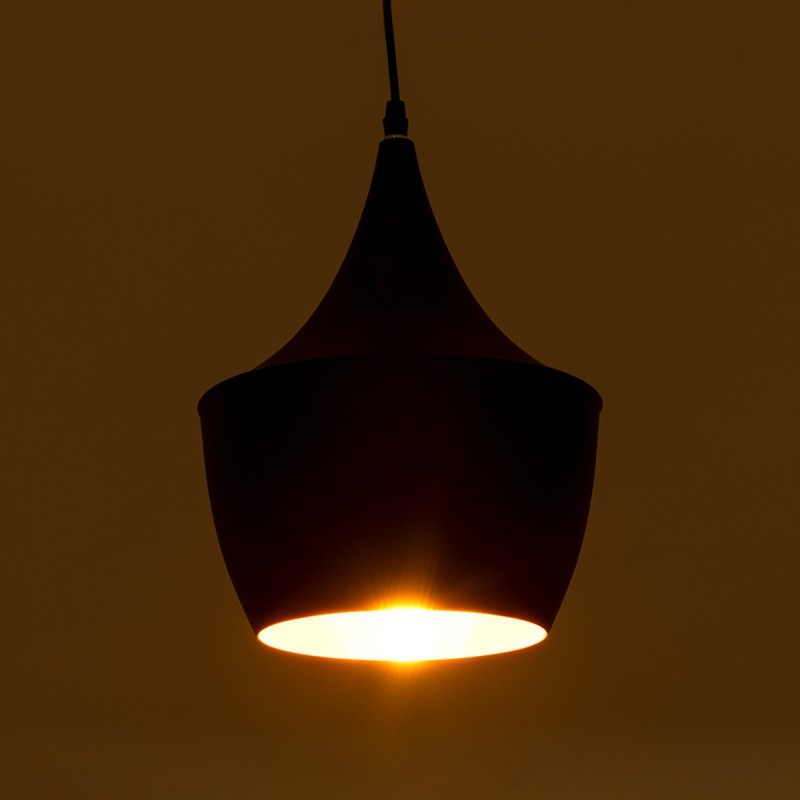 GloboStar® SHANGHAI 01025-A Μοντέρνο Κρεμαστό Φωτιστικό Καμπάνα Μονόφωτο 1 x E27 IP20 Μαύρο & Χρυσό Μέταλλο - Μ24 x Π24 x Υ30cm