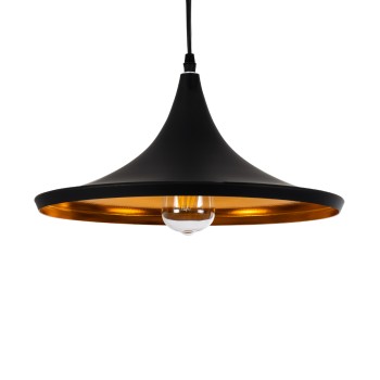 GLOBOSTAR® SHANGHAI 01025-B Μοντέρνο Κρεμαστό Φωτιστικό Οροφής με Ντουί 1 x E27 AC 220-240V IP20 - Μαύρο & Χρυσό - Μ37 x Π37 x Υ20cm