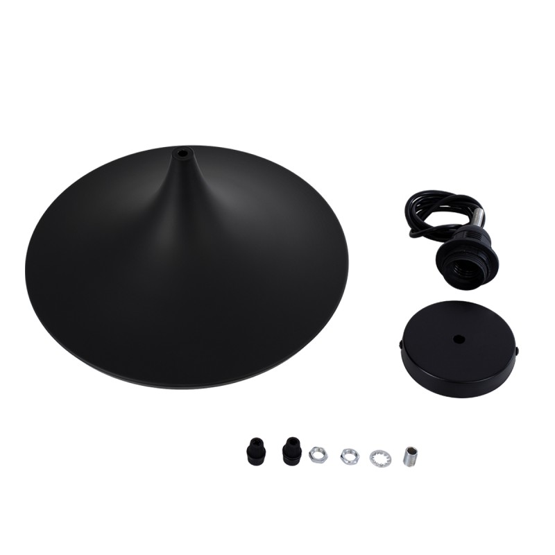 GloboStar® SHANGHAI 01025-B Μοντέρνο Κρεμαστό Φωτιστικό Καμπάνα Μονόφωτο 1 x E27 IP20 Μαύρο & Χρυσό Μέταλλο - Μ37 x Π37 x Υ20cm