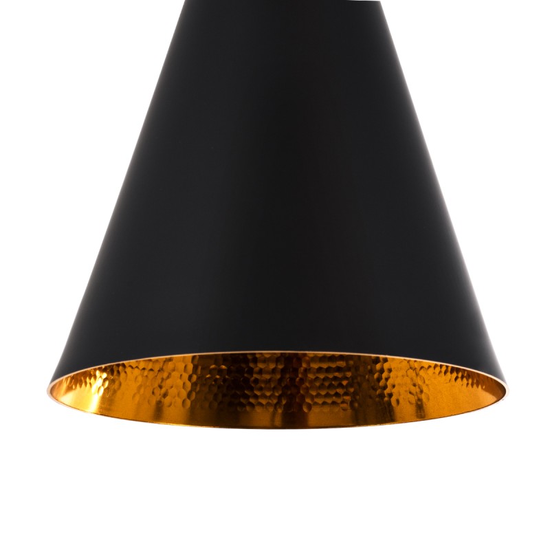 GloboStar® SHANGHAI 01025-C Μοντέρνο Κρεμαστό Φωτιστικό Καμπάνα Μονόφωτο 1 x E27 IP20 Μαύρο & Χρυσό Μέταλλο - Μ19 x Π19 x Υ38cm