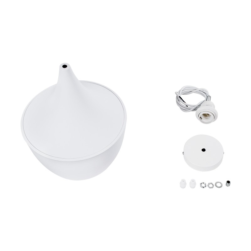 GloboStar® SHANGHAI 01026-A Μοντέρνο Κρεμαστό Φωτιστικό Καμπάνα Μονόφωτο 1 x E27 IP20 Λευκό & Χρυσό Μέταλλο - Μ25 x Π25 x Υ30cm