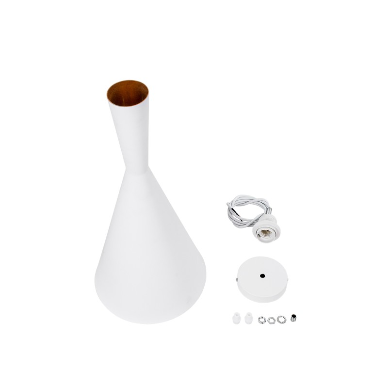 GLOBOSTAR® SHANGHAI 01026-C Μοντέρνο Κρεμαστό Φωτιστικό Οροφής με Ντουί 1 x E27 AC 220-240V IP20 - Λευκό & Χρυσό - Μ19 x Π19 x Υ38cm