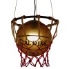 GloboStar® NBA 01027 Μοντέρνο Κρεμαστό Φωτιστικό Μπάλα Μονόφωτο 1 x E27 IP20 Μαύρο Μέταλλο με Πορτοκαλί & Μαύρο Γυαλί - Μ32 x Π32 x Υ58cm