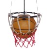 GloboStar® NBA 01027 Μοντέρνο Κρεμαστό Φωτιστικό Μπάλα Μονόφωτο 1 x E27 IP20 Μαύρο Μέταλλο με Πορτοκαλί & Μαύρο Γυαλί - Μ32 x Π32 x Υ58cm