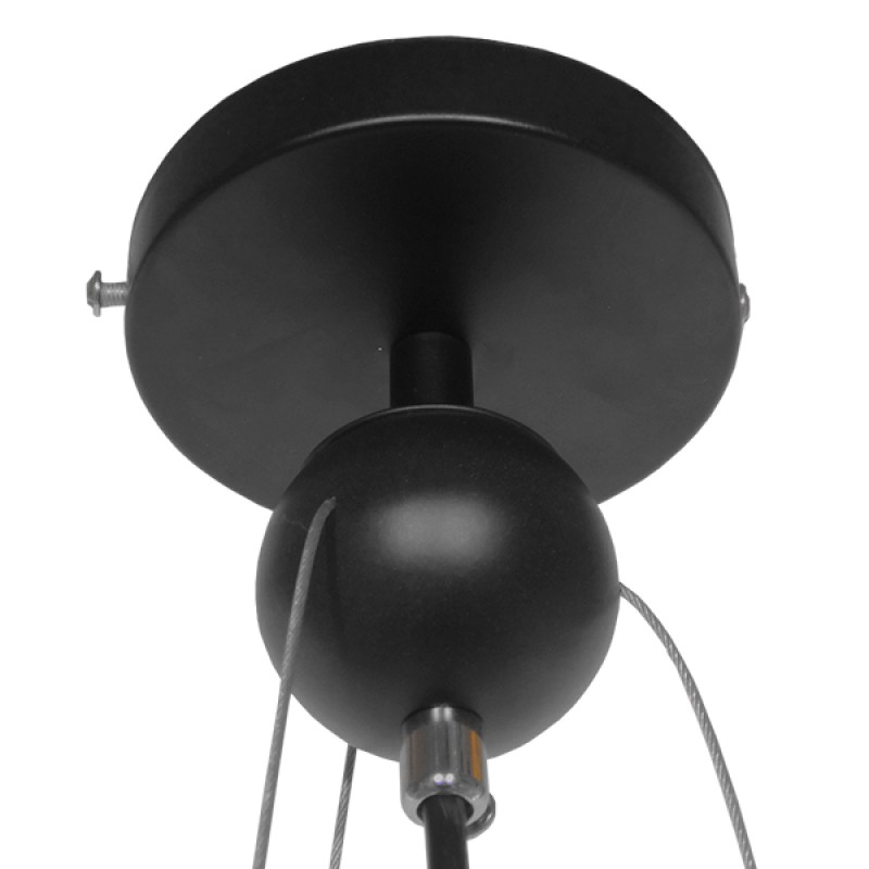 GloboStar® NBA 01027 Μοντέρνο Κρεμαστό Φωτιστικό Μπάλα Μονόφωτο 1 x E27 IP20 Μαύρο Μέταλλο με Πορτοκαλί & Μαύρο Γυαλί - Μ32 x Π32 x Υ58cm