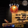 GloboStar® NBA 01027 Μοντέρνο Κρεμαστό Φωτιστικό Μπάλα Μονόφωτο 1 x E27 IP20 Μαύρο Μέταλλο με Πορτοκαλί & Μαύρο Γυαλί - Μ32 x Π32 x Υ58cm