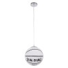 GloboStar® SPALDING NBA 01031 Παιδικό Κρεμαστό Φωτιστικό Μπάλα Μονόφωτο 1 x E27 IP20 Λευκό & Μαύρο Γυαλί - Μ25 x Π25 x Υ25cm
