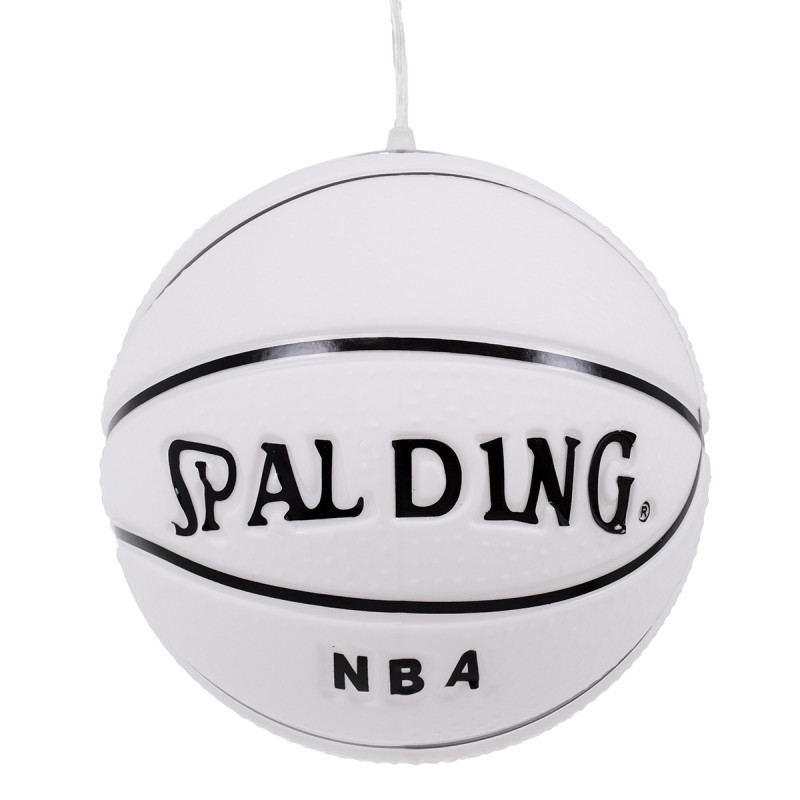 GloboStar® SPALDING NBA 01031 Παιδικό Κρεμαστό Φωτιστικό Μπάλα Μονόφωτο 1 x E27 IP20 Λευκό & Μαύρο Γυαλί - Μ25 x Π25 x Υ25cm