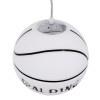 GloboStar® SPALDING NBA 01031 Παιδικό Κρεμαστό Φωτιστικό Μπάλα Μονόφωτο 1 x E27 IP20 Λευκό & Μαύρο Γυαλί - Μ25 x Π25 x Υ25cm