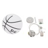 GloboStar® SPALDING NBA 01031 Παιδικό Κρεμαστό Φωτιστικό Μπάλα Μονόφωτο 1 x E27 IP20 Λευκό & Μαύρο Γυαλί - Μ25 x Π25 x Υ25cm