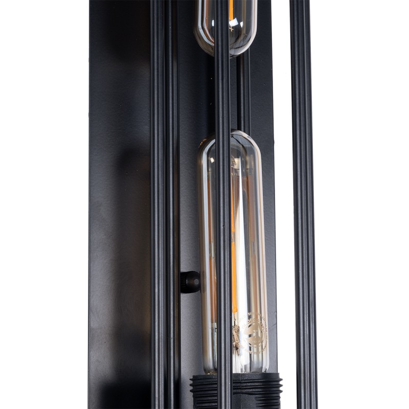 GloboStar® TUBULAR 01033 Vintage Επιτοίχιο Φωτιστικό Απλίκα Δίφωτο 2 x E27 IP20 Μαύρο Μέταλλο - Μ10 x Π10 x Υ47cm