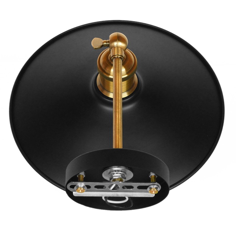 GloboStar® MINIMALL 01039 Vintage Επιτοίχιο Φωτιστικό Απλίκα Μονόφωτο 1 x E27 IP20 Μαύρο & Χρυσό Μέταλλο - Μ22 x Π39 x Υ18cm