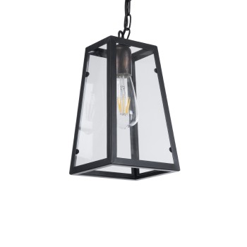 GLOBOSTAR® LIMA 01040 Vintage Κρεμαστό Φωτιστικό Οροφής με Ντουί 1 x E27 AC 220-240V IP20 - Μαύρο & Διάφανο - Μ17 x Π14 x Υ26cm