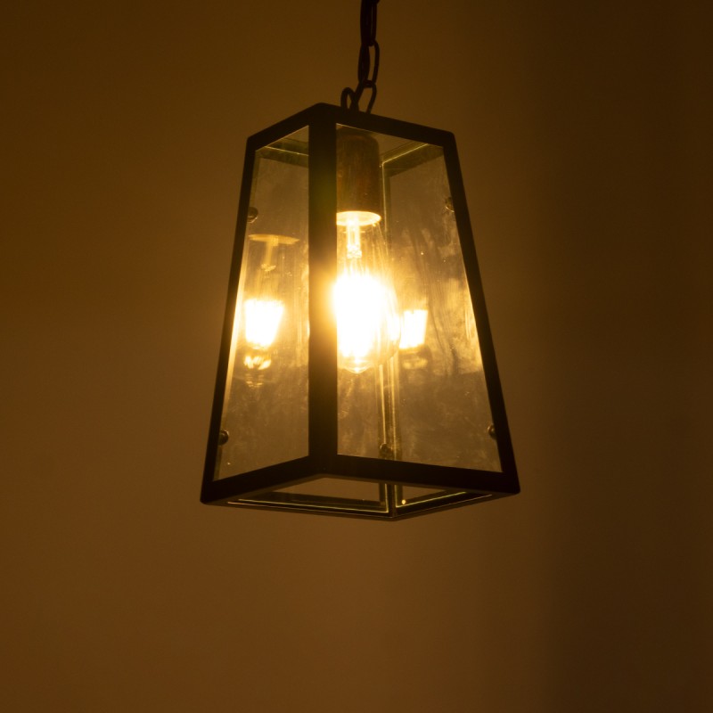 GloboStar® LIMA 01040 Vintage Κρεμαστό Φωτιστικό Ανάρτηση Μονόφωτο 1 x E27 IP20 Μαύρο Μέταλλο - Μ17 x Π14 x Υ26cm