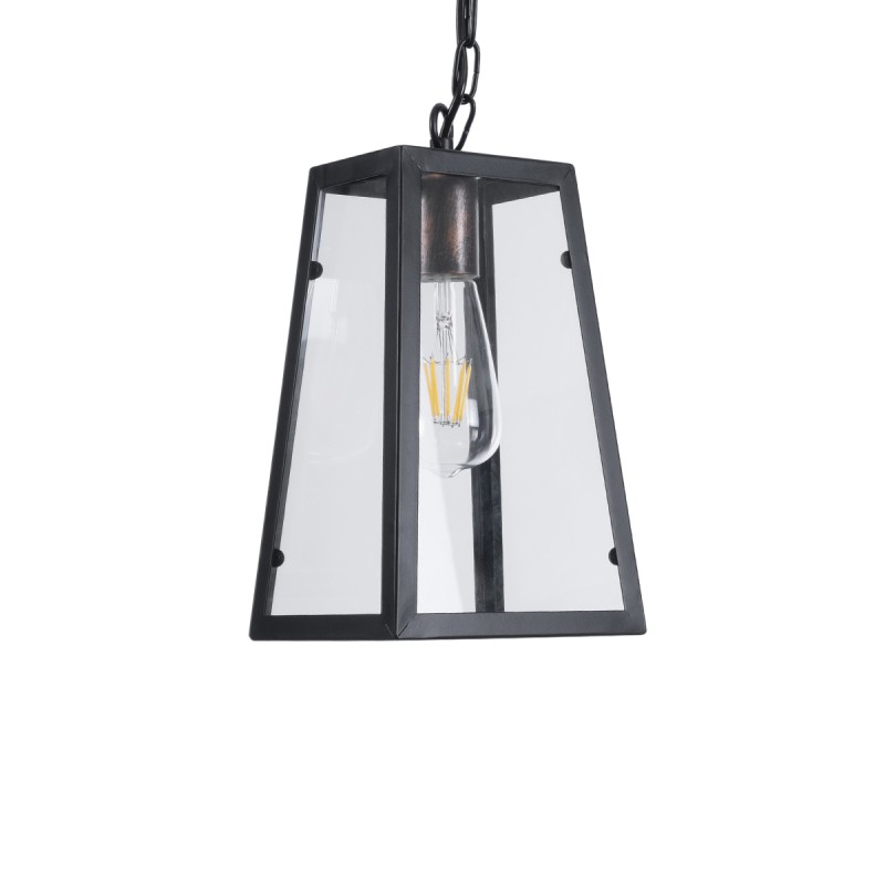 GloboStar® LIMA 01040 Vintage Κρεμαστό Φωτιστικό Ανάρτηση Μονόφωτο 1 x E27 IP20 Μαύρο Μέταλλο - Μ17 x Π14 x Υ26cm