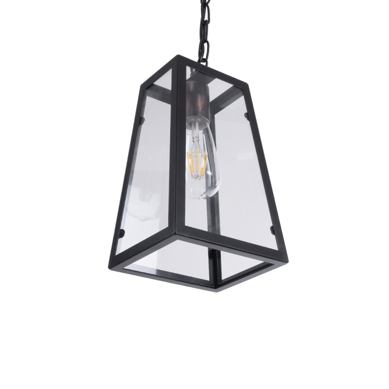 GloboStar® LIMA 01040 Vintage Κρεμαστό Φωτιστικό Ανάρτηση Μονόφωτο 1 x E27 IP20 Μαύρο Μέταλλο - Μ17 x Π14 x Υ26cm
