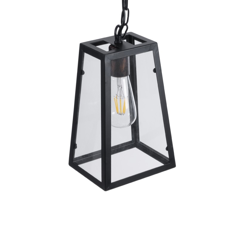 GloboStar® LIMA 01040 Vintage Κρεμαστό Φωτιστικό Ανάρτηση Μονόφωτο 1 x E27 IP20 Μαύρο Μέταλλο - Μ17 x Π14 x Υ26cm