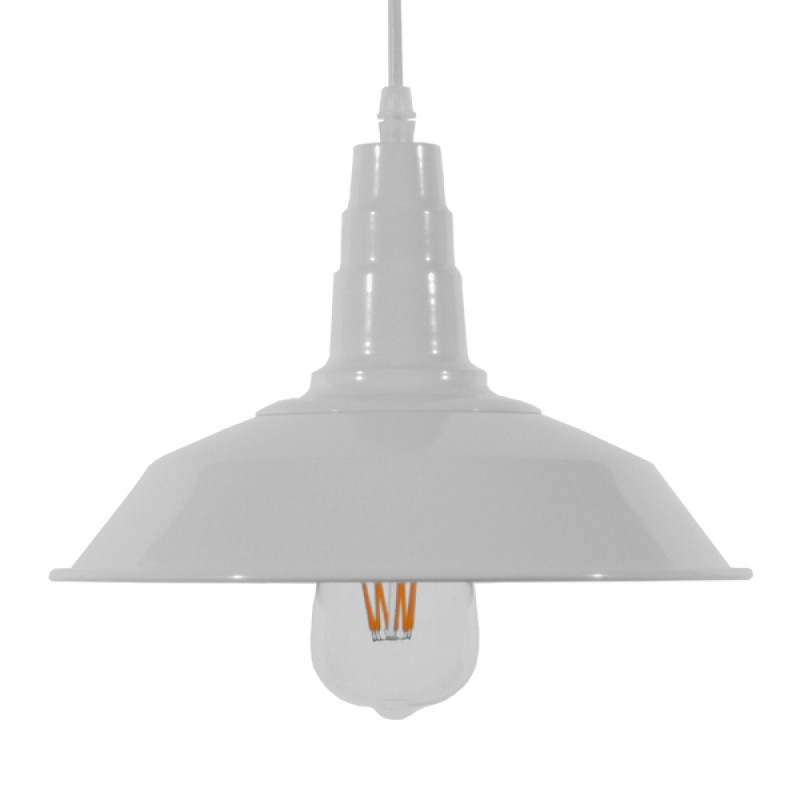 GloboStar® RAY 01044 Vintage Κρεμαστό Φωτιστικό Καμπάνα Μονόφωτο 1 x E27 IP20 Λευκό Μέταλλο - Μ26 x Π26 x Υ25cm