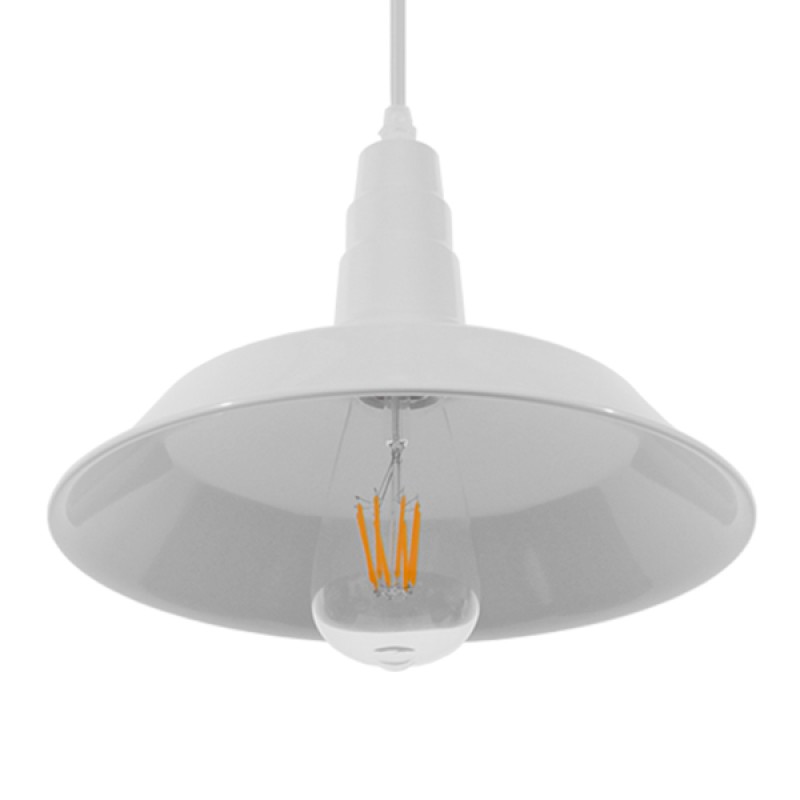 GloboStar® RAY 01044 Vintage Κρεμαστό Φωτιστικό Καμπάνα Μονόφωτο 1 x E27 IP20 Λευκό Μέταλλο - Μ26 x Π26 x Υ25cm