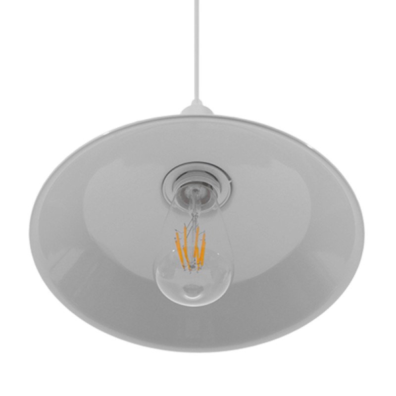 GloboStar® RAY 01044 Vintage Κρεμαστό Φωτιστικό Καμπάνα Μονόφωτο 1 x E27 IP20 Λευκό Μέταλλο - Μ26 x Π26 x Υ25cm