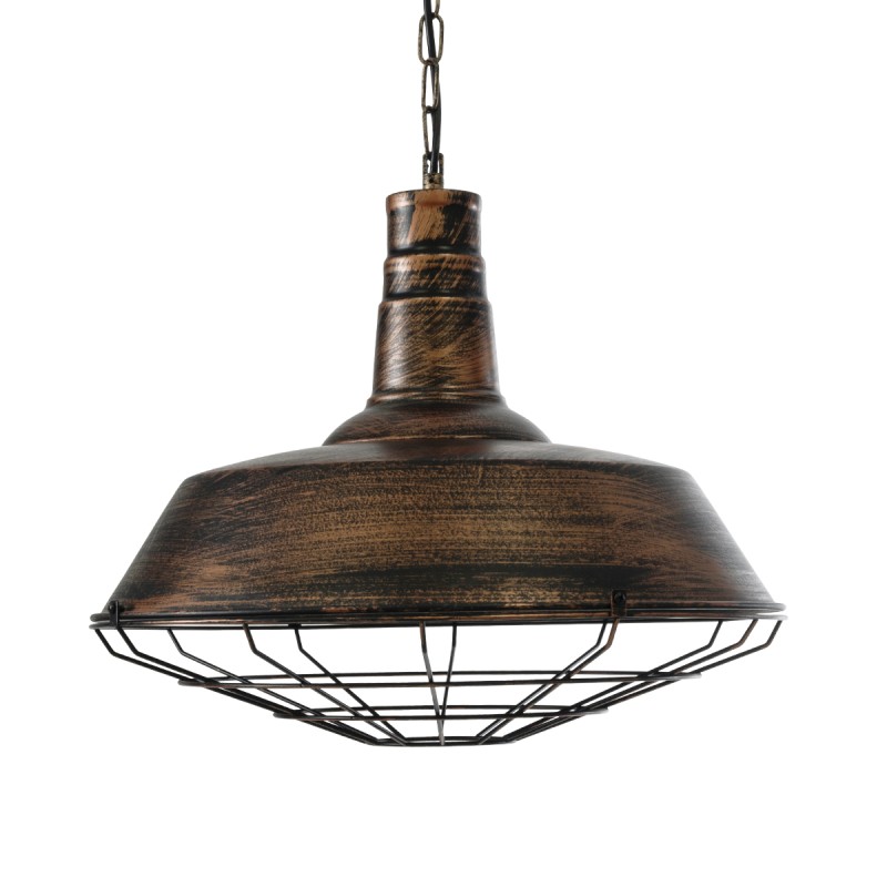 GloboStar® BARN 01045 Vintage Κρεμαστό Φωτιστικό Καμπάνα Μονόφωτο 1 x E27 IP20 Χάλκινο Μέταλλο - Μ46 x Π46 x Υ36cm