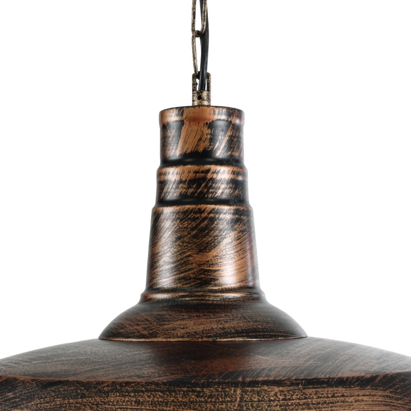 GloboStar® BARN 01045 Vintage Κρεμαστό Φωτιστικό Καμπάνα Μονόφωτο 1 x E27 IP20 Χάλκινο Μέταλλο - Μ46 x Π46 x Υ36cm