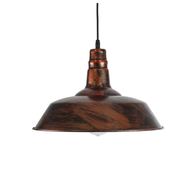 GloboStar® RAY 01046 Vintage Κρεμαστό Φωτιστικό Καμπάνα Μονόφωτο 1 x E27 IP20 Χάλκινο Μέταλλο - Μ36 x Π36 x Υ25cm