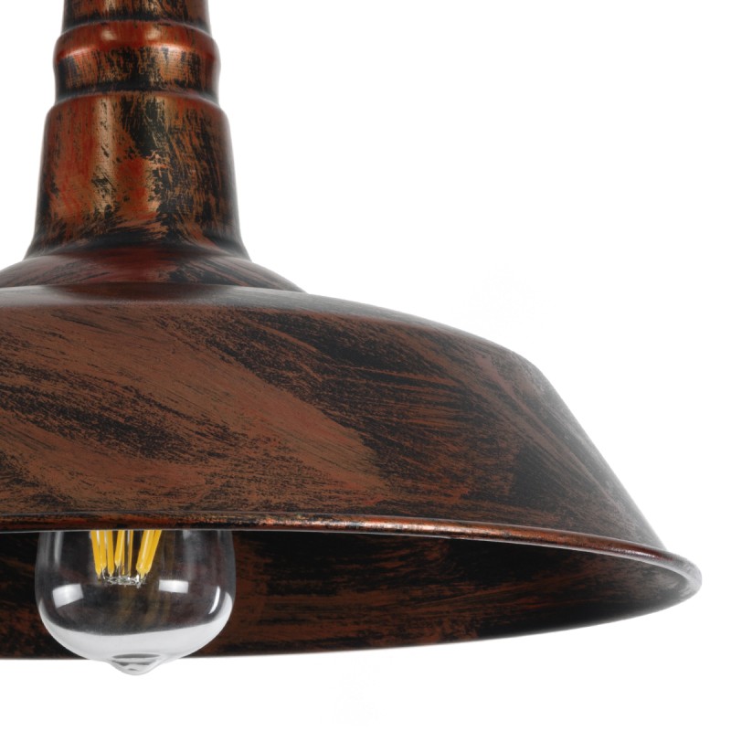 GloboStar® RAY 01046 Vintage Κρεμαστό Φωτιστικό Καμπάνα Μονόφωτο 1 x E27 IP20 Χάλκινο Μέταλλο - Μ36 x Π36 x Υ25cm