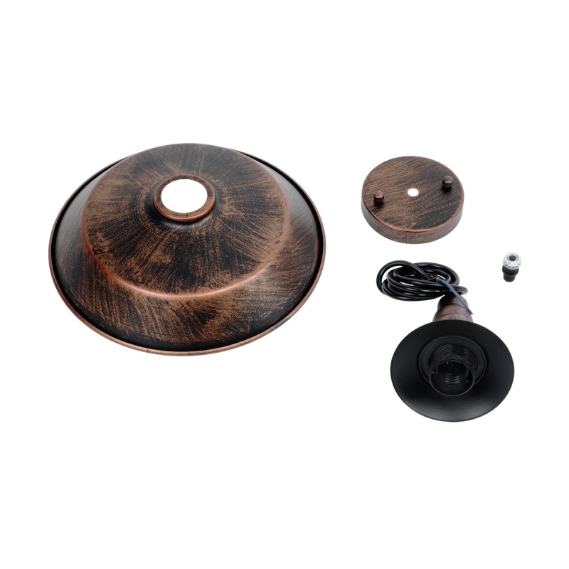 GloboStar® RAY 01047 Vintage Κρεμαστό Φωτιστικό Καμπάνα Μονόφωτο 1 x E27 IP20 Χάλκινο Μέταλλο - Μ26 x Π26 x Υ25cm