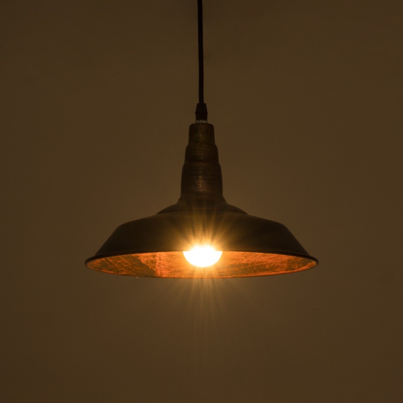GloboStar® RAY 01047 Vintage Κρεμαστό Φωτιστικό Καμπάνα Μονόφωτο 1 x E27 IP20 Χάλκινο Μέταλλο - Μ26 x Π26 x Υ25cm