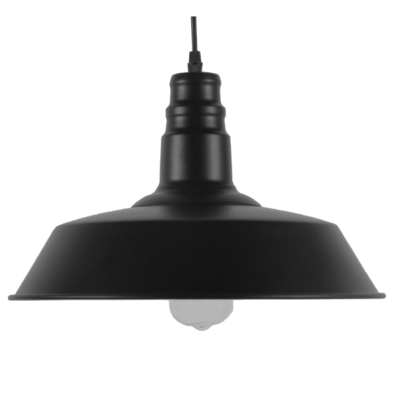 GloboStar® RAY 01049 Vintage Κρεμαστό Φωτιστικό Καμπάνα Μονόφωτο 1 x E27 IP20 Μαύρο Μέταλλο - Μ36 x Π36 x Υ25cm