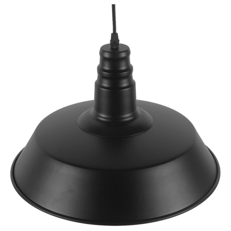GloboStar® RAY 01049 Vintage Κρεμαστό Φωτιστικό Καμπάνα Μονόφωτο 1 x E27 IP20 Μαύρο Μέταλλο - Μ36 x Π36 x Υ25cm
